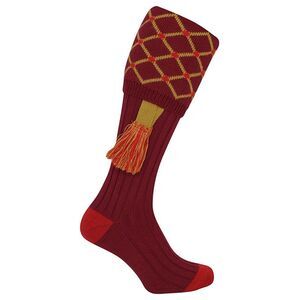 Jack Pyke Unisex Adult Diamond Shooting Socks with Garters / Burgundy